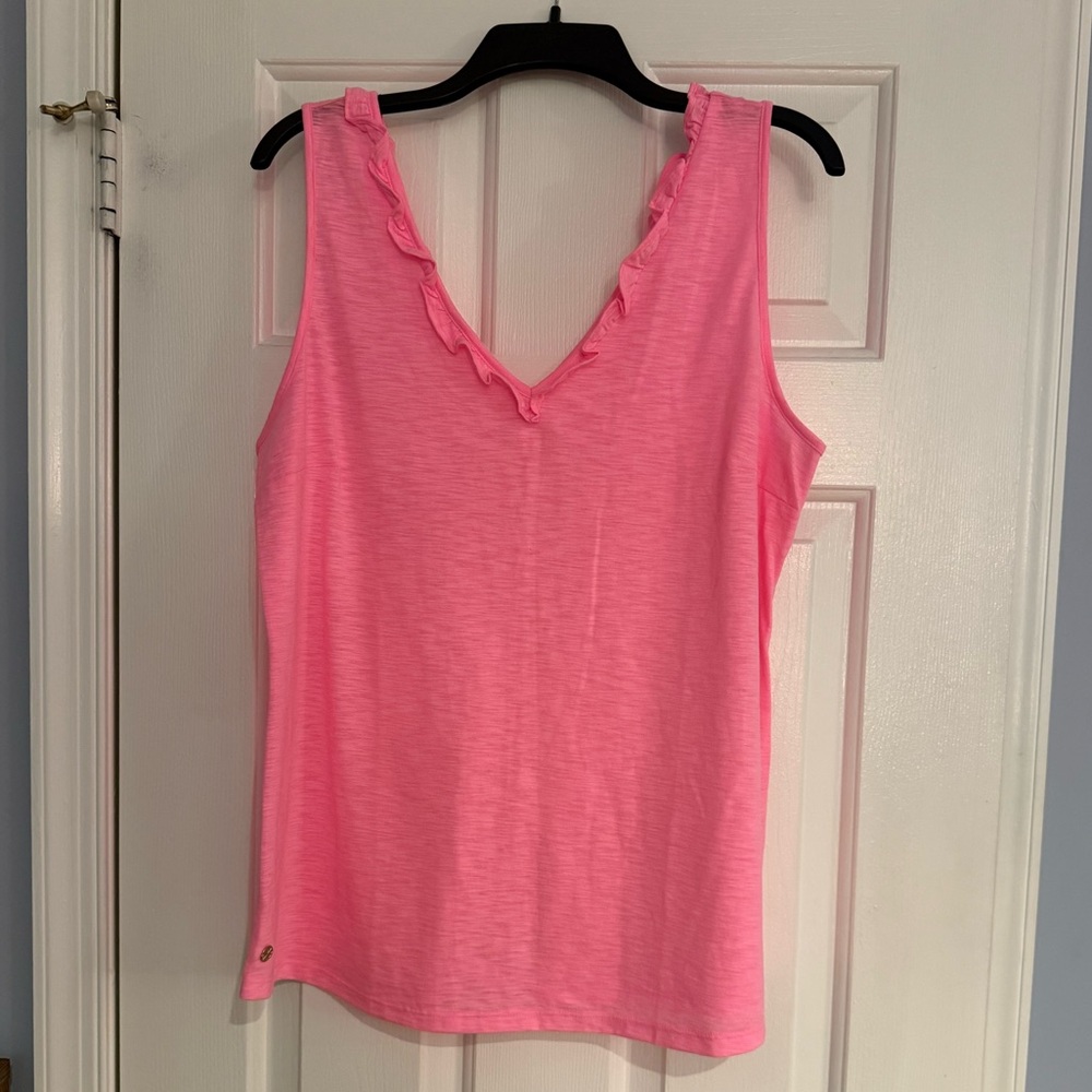 Lilly Pulitzer Bright Pink Ruffle Tank Top